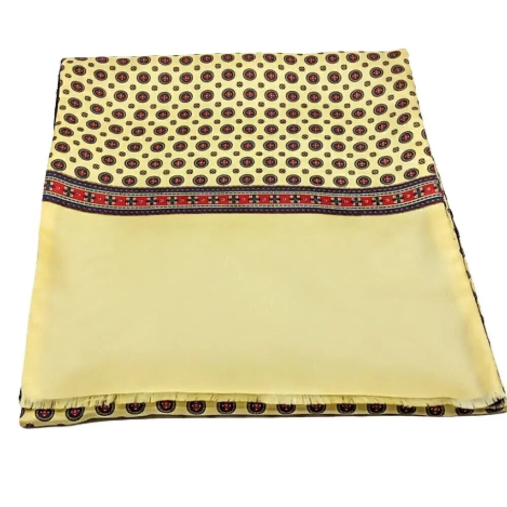 Italian Yellow Silk Wool Fringed Oblong Scarf